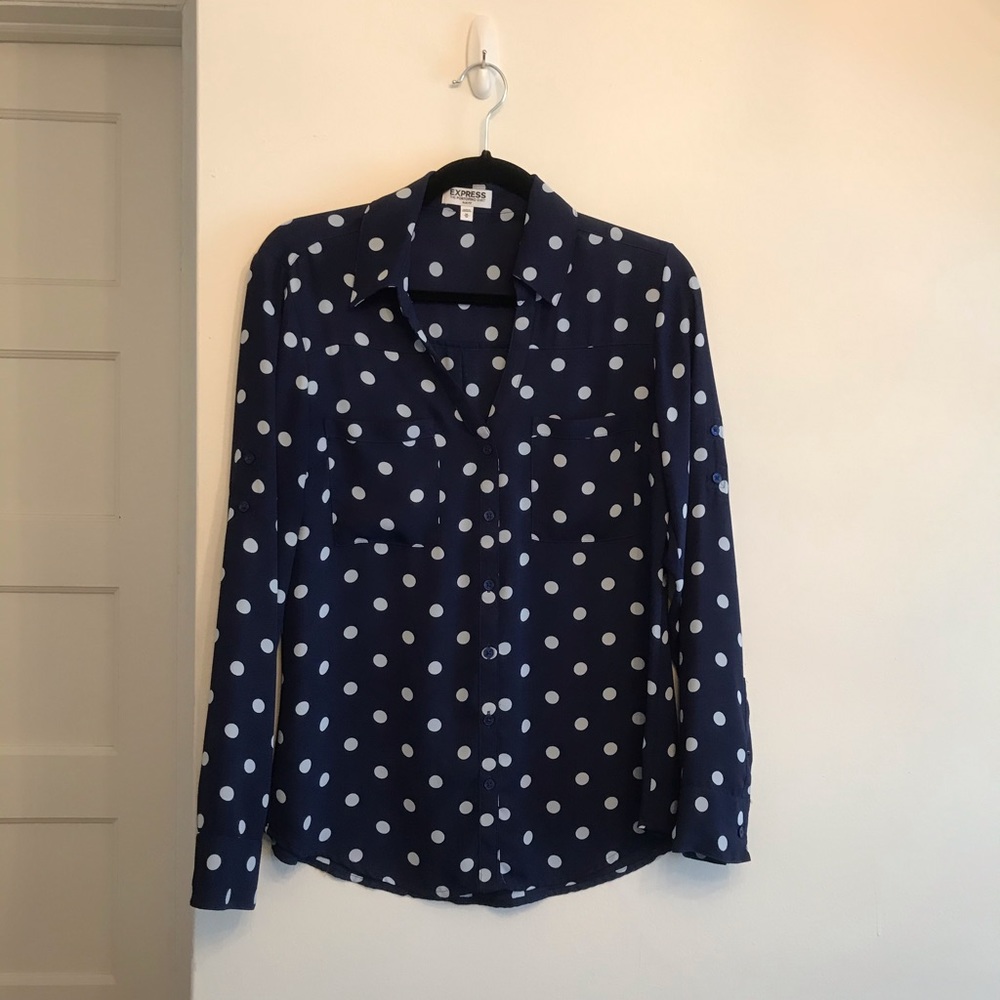 Navy Polka Dot Express Portofino Shirt